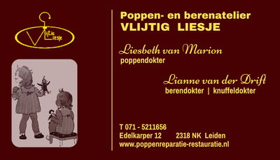 visitekaartje poppen/beren/knuffeldokter